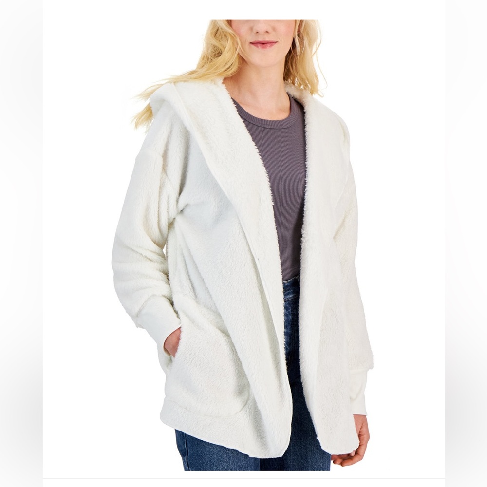 Carve Fame Juniors' Cozy Open-Front Hoodie Cardigan